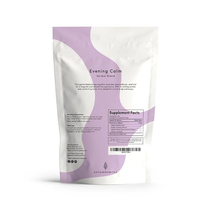 Organic Lavender Tea Loose Leaf Tea Bags – Sleep Tea, Passion Flower Tea, Calming Tea, Nighttime Tea, Relaxing Tea, Tulsi, Stress Tea, Caffeine Free AIP Bedtime Herbal Blend, 15 Count