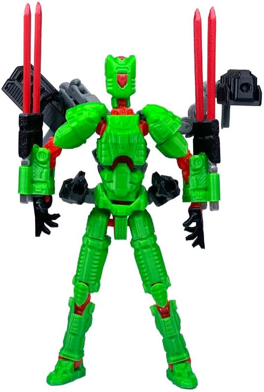 T13 Action Figure Set (Assembly Completed)，3D Printed Multi-Jointed, Desktop Decorations for Game Lovers Toys,5.5Inch (Red and Green)