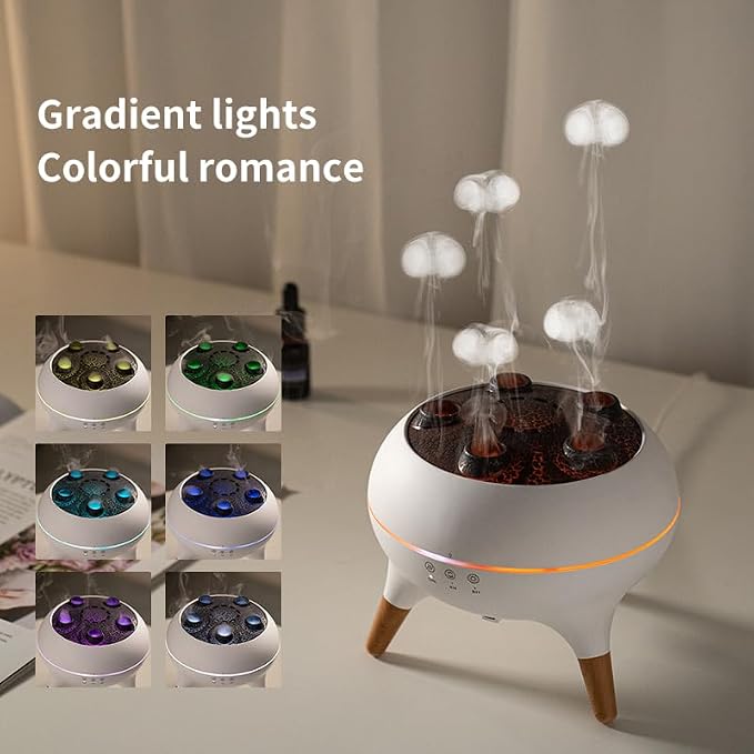 Upgrade Dynamic Jellyfish Diffuser, 250ML Cool Mist Humidifier with 7 Color-Changing Lights, Smoke Ring Effect, Remote Control and 4/8H Timer Setting for Home Bedroom Office Yoga,Auto Shut-Off