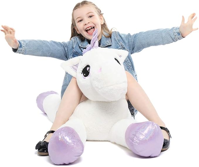 Tezituor 43'' Big Unicorn Plush Toys,Giant Unicorn Stuffed Animals Cute Soft Plushie,Birthday Decorations for Girls,White Unicorns Gifts for Children Adult Girlfriend