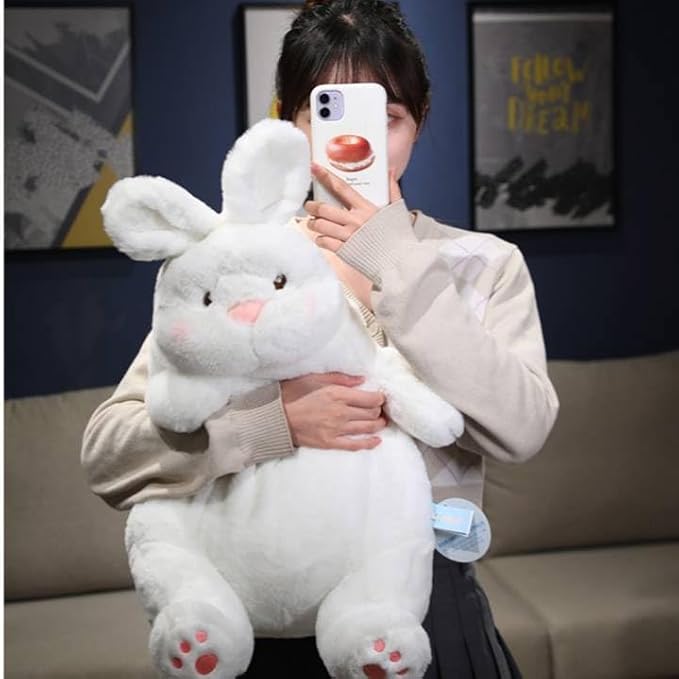 ARELUX Cute Bunny Easter Plush Rabbit 14in Stuffed Animal Hugging Pillow:Soft Large Sleeping Body Warm Fluffy Pillow Ideal Gift for Adorable Chubby Tiger Plushie Toy