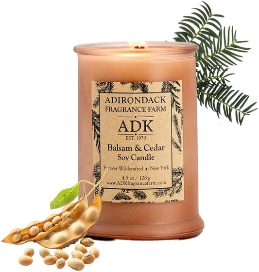 Adirondack Fragrance & Flavor Farm Balsam & Cedar Scented Candle 4.5 Oz | Proudly Poured in The USA, Natural Aromatherapy Wax for Relaxation, Home Décor, Kitchen, Gift and Living Spaces