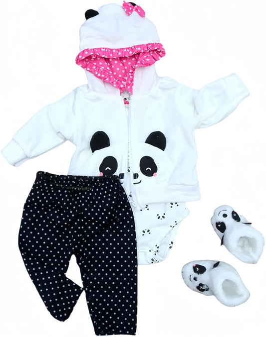 Reborn Baby Dolls Clothes 20 inch Outfit Accessories for 17-22 Inch Newborn Baby Doll Girl【Panda 4pcs Set 】
