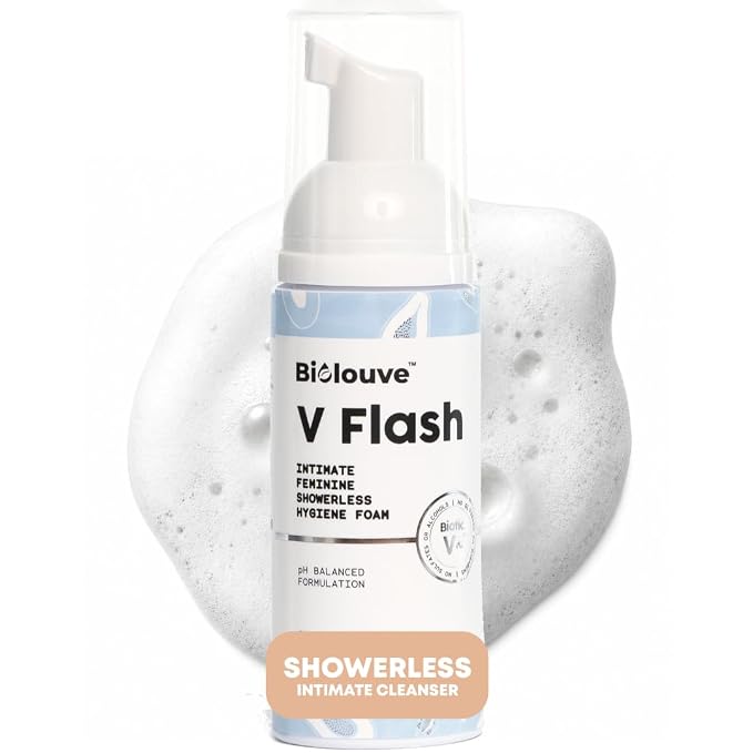 V Flash Rinse-Free Intimate Hygiene Foam - Ph Balance Feminine Wash for Women's Vulva Daily Care - BioticV+ - No Rinse Vaginal Cleanse & Odor Control for Menstruation, After Sex, Post-Workout