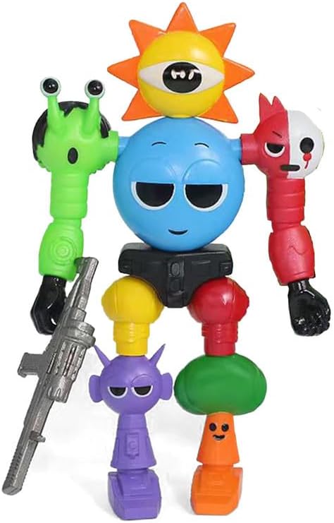 7 Inch Spunky Action Figure - Sprunky Toys Poseable & Detachable Joints Robot, Vibrant Surrealist Collectible for Sprunky Birthday Decorations, Desk Toys & Spunky Gifts (Color-D)