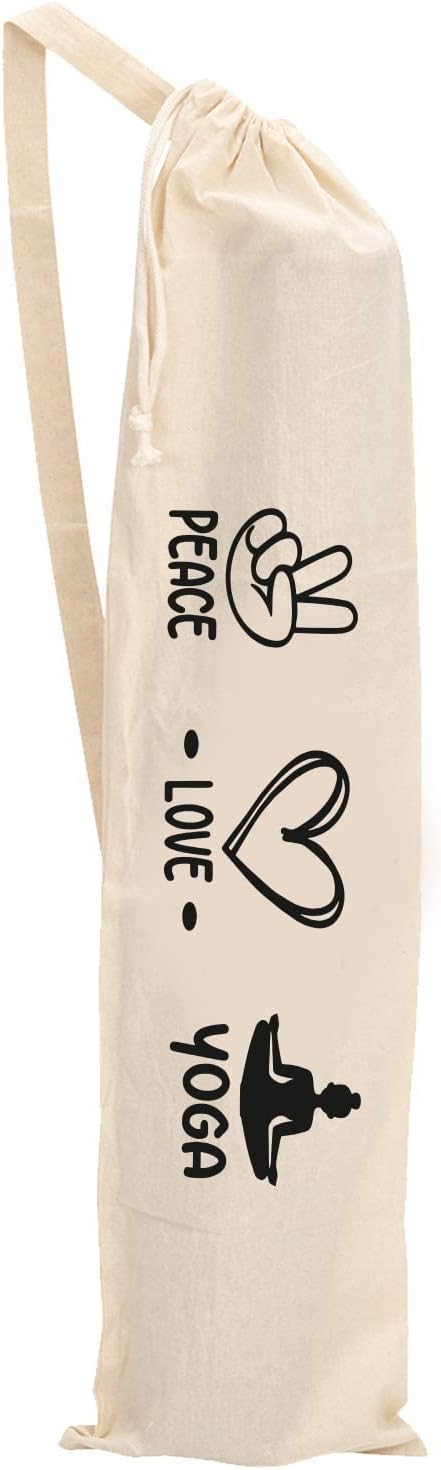 Mayatra's Organic Large Yoga Mat Tote Bag Cover -100% Cotton Lightweight,Washable Yoga Dust Bag With Adjustable Strap Unisex, Peace