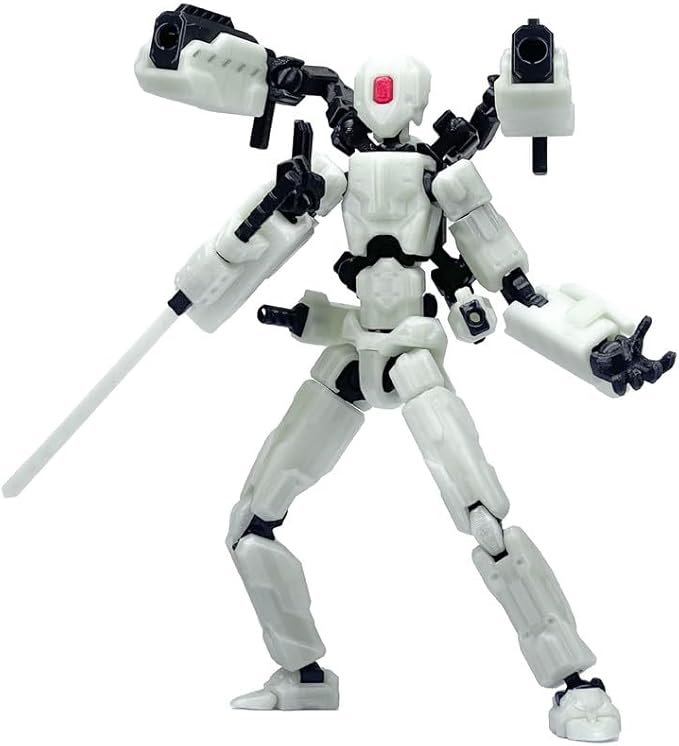 T13 Action Figures Helix Robot 8 Inch, Assembly Completed T 13,3D Printed Robo 13 - The Premium Action Figures for Sci-Fi Enthusiasts White (Glows in The Dark)