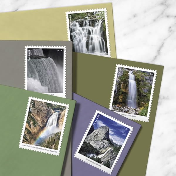 Waterfalls (2 Sheets of 12) Forever Postage Stamps US Postal First Class Nature Rock River Park Party Announcement Celebration Anniversary Wedding 2023 Scott #5800