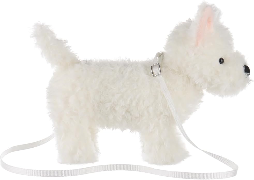 Apricot Lamb West Highland Dog Shaped Crossbody Plush Purse for Toddlers and Teen Girls, Stuffed Animal Shoulder Bag, Kids Fashion Handbags