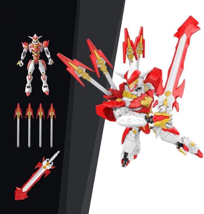 Fully Assembled T13 3D Printed Action Figure with Movable Joints & Interchangeable Weapons - 3D Printed Collectible Toy Ready-to-Play for Boys and Girls (White Red)