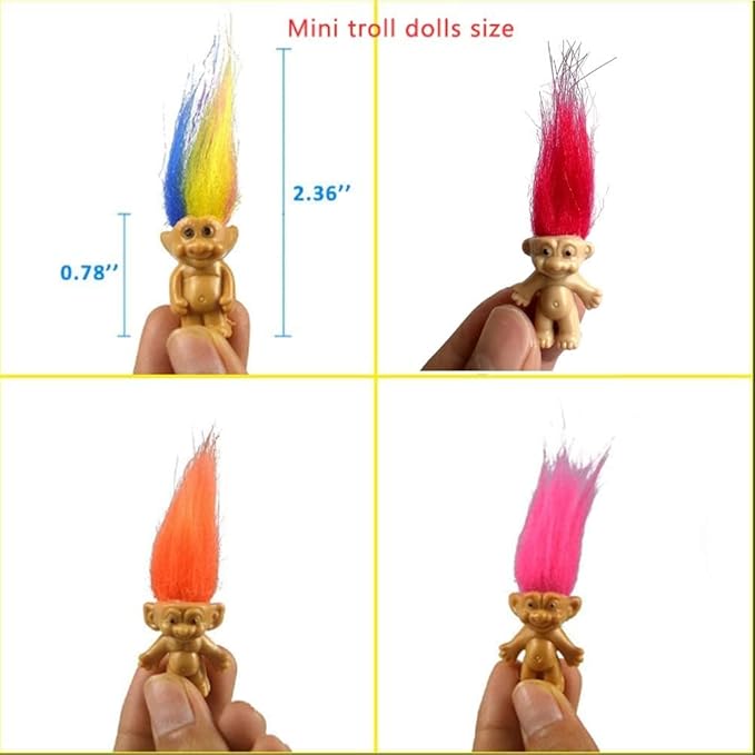 20pcs Luminous Mini Troll Dolls Glow in The Dark Vintage Action Figures Troll Dolls 1.2" Bodies, 2.3" Hair. Cake Toppers School Project, Arts and Crafts (20pcs)