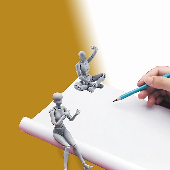 Action Figures PVC Model (Grey Color) with Box Drawing Figure Models for Artists(Male)