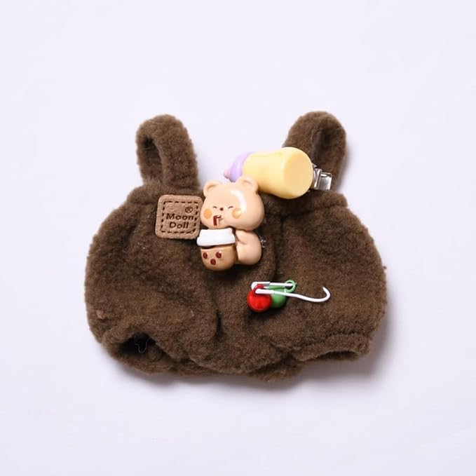 Dolls Designer Clothes for Doll, 17cm Doll Clothes Outfit Accessories with Brown Sweater Overall, Black Camera and Beanie, DDK-Brown