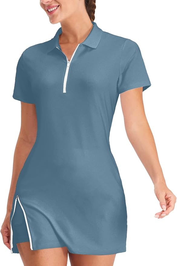 Hiverlay Tennis Dress Golf Dresses for Women with Built in Shorts | Polo Dress, Golf Outfit, 2 Pockets, UPF 50+ Pickball Hiking Workout Active Athletic Dresses,Summer Gym