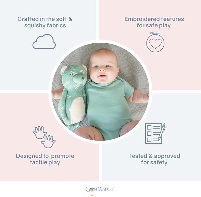 GooseWaddle Super Soft Printed Plush - Adorable Stuffed Animal for Kids, Baby Dolls, and Bear Lovers for Playtime and Cuddles (8" When Sitting) (Finn Bear)