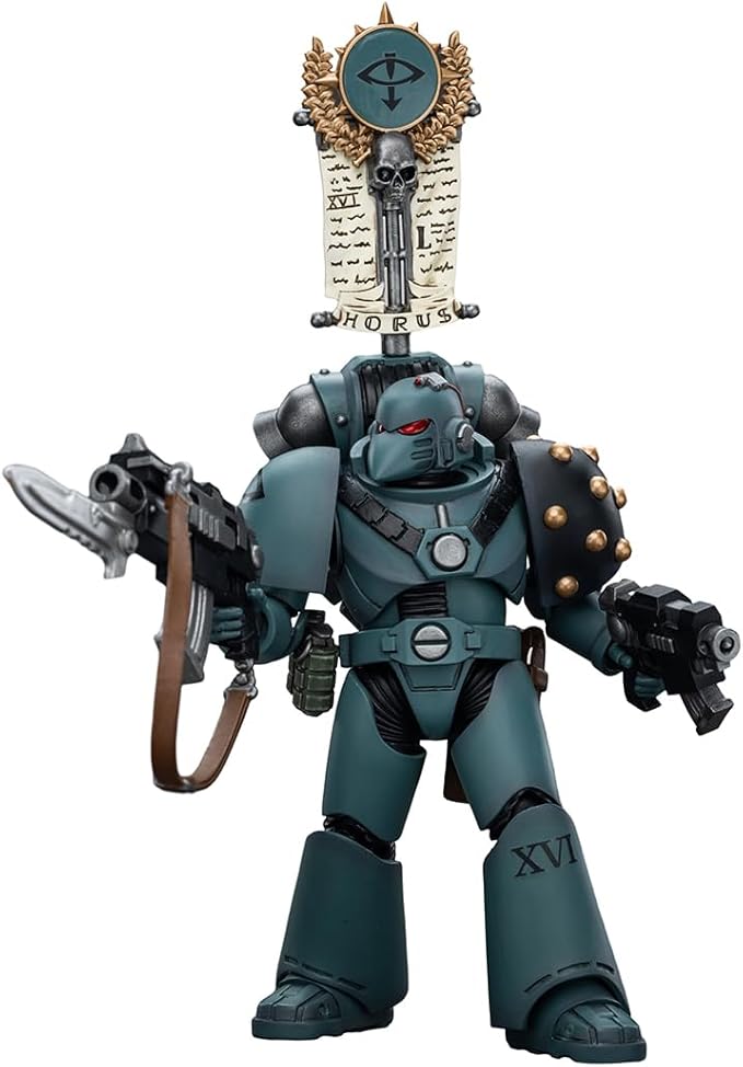 JOYTOY Action Figure 1/18 Warhammer The Horus Heresy Sons of Horus MKVI Tactical Squad Legionary with Legion Vexilla Collection Model Birthday Gifts (JT9480)