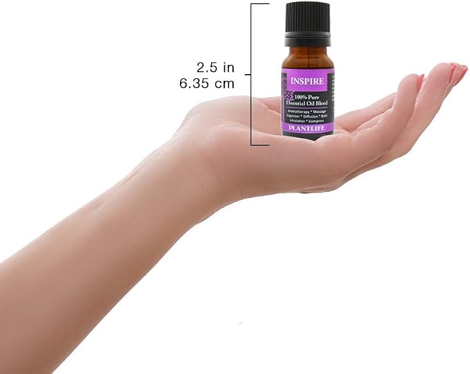 Plantlife Inspire Aromatherapy Essential Oil Blend - Straight from The Plant 100% Pure Therapeutic Grade - No Additives or Fillers - Made in California 10 ml