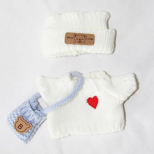 Doll Clothes Set for Labubu(NO Doll), Hat & Overalls Set for 17cm Accessories Suit, Cute Clothes for Dress up Unique Style(Cream, 17cm)