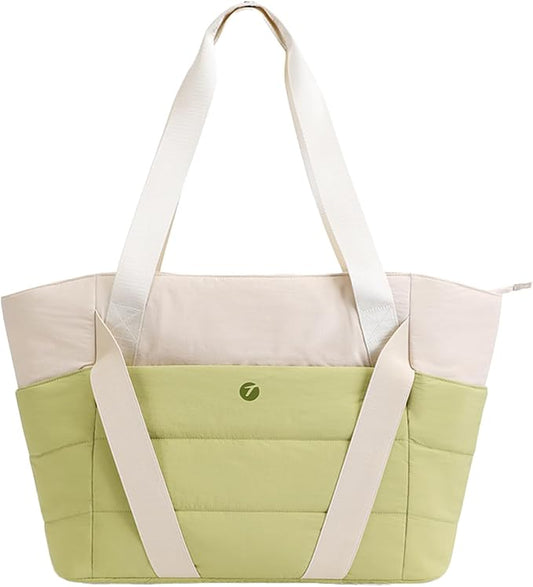 Tote Bag for Women,Lightweight Durable Puffy Yoga Mat Bag with Compartments,Shoulder Handbag for Work, Travel, Gym