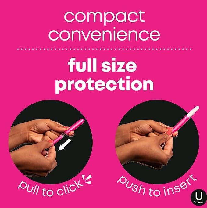 U by Kotex Click Compact Tampons, Super Absorbency, Unscented, 16 Ct (Pack of 4)