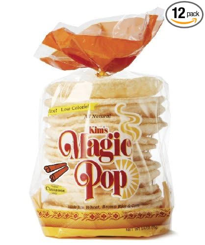 Kim's Magic Pop Cinnamon Flavor 12-Pack: Freshly Popped Rice Cakes, Healthy Grain Snack, 0 Weight Watchers Point