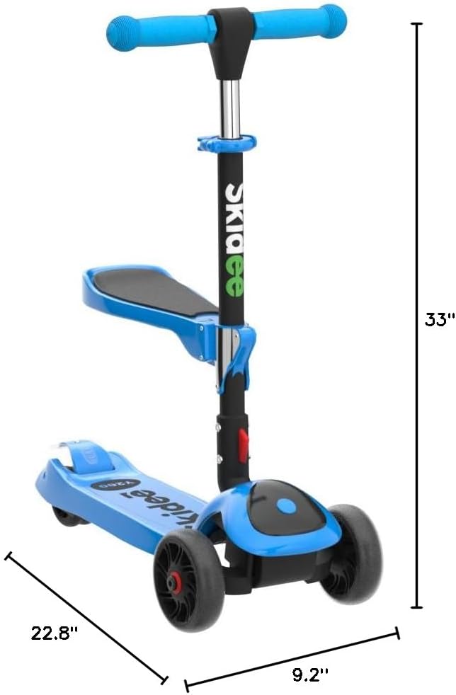 SKIDEE Kick Scooter for Kids Foldable 3 Wheel Scooter with Lean-to-Steer, Adjustable Height, Removable Seat & LED Light Wheels | Toddler Scooter Up to 12 Year Old Boys/Girls