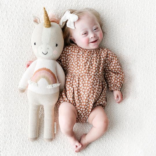 cuddle + kind Zara The Unicorn Regular 20" Hand-Knit Doll – 1 Doll = 10 Meals, Fair Trade, Heirloom Quality, Handcrafted in Peru, 100% Cotton Yarn