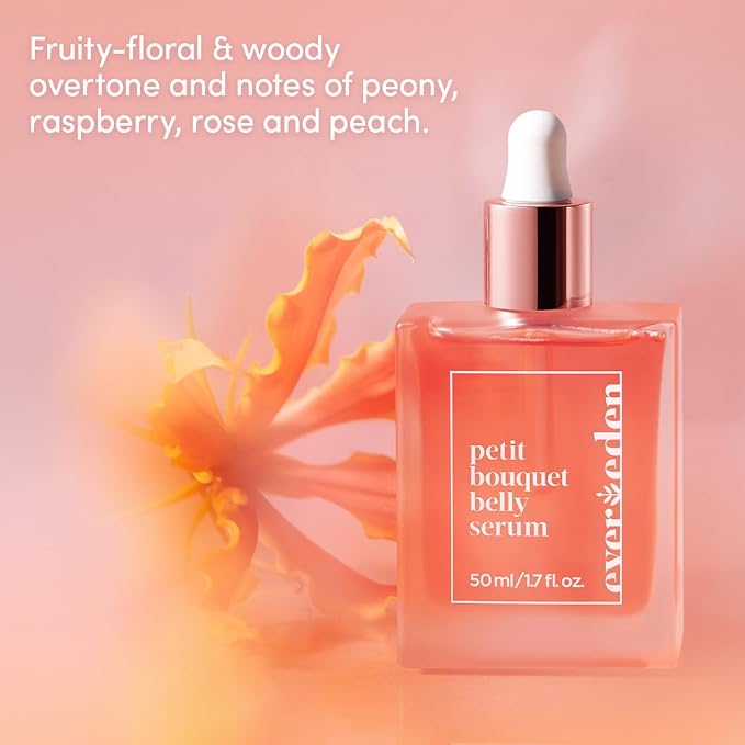 Evereden Petit Bouquet Belly Serum, 1.7 fl oz. | Clean & Vegan Women's Belly Oil for Pregnancy and Postpartum Maternity Skincare | Non-Toxic Stretch Mark Oil | Valentine Gifts for Women