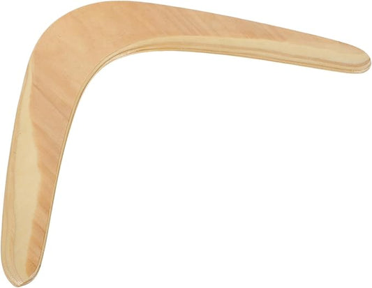 SEWACC Wooden Boomerang Outdoor Plaything for Kids and Adults, Beige Synthetic Material Flying Toy for Outdoor Sports and Family Fun