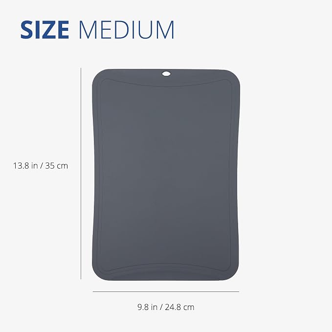 Blue Ginkgo TPU Cutting Board, Medium, Made in Korea, Dark Gray | Gentle on Knife Edges. Flexible and Durable.