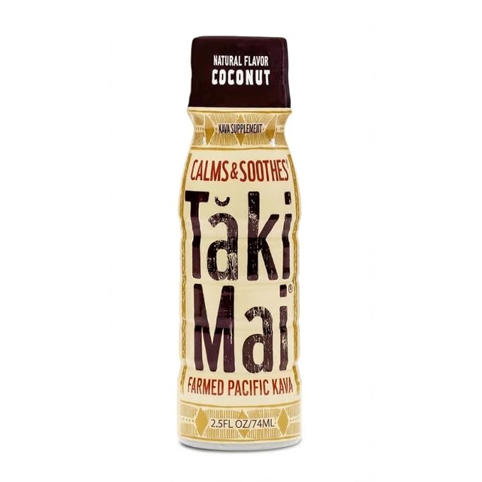 Taki Mai Coconut Kava Kava 2.5 oz (6-pack) Shots – Noble Kava Root Drink, Ready to Drink for Stress Support & Relaxation, Fast Acting Herbal Support for Calming Better Sleep and Balanced Mood