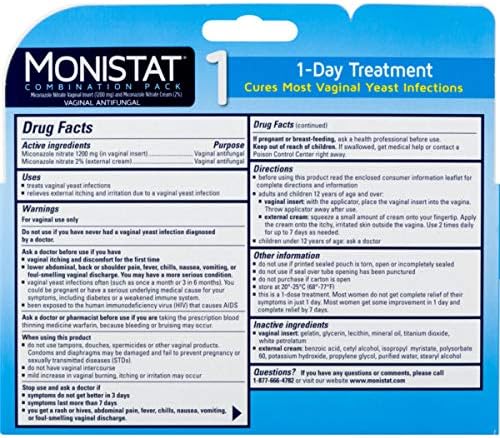 Monistat 1 Day Yeast Infection Treatment Combination Pack with Instant Itch Cream