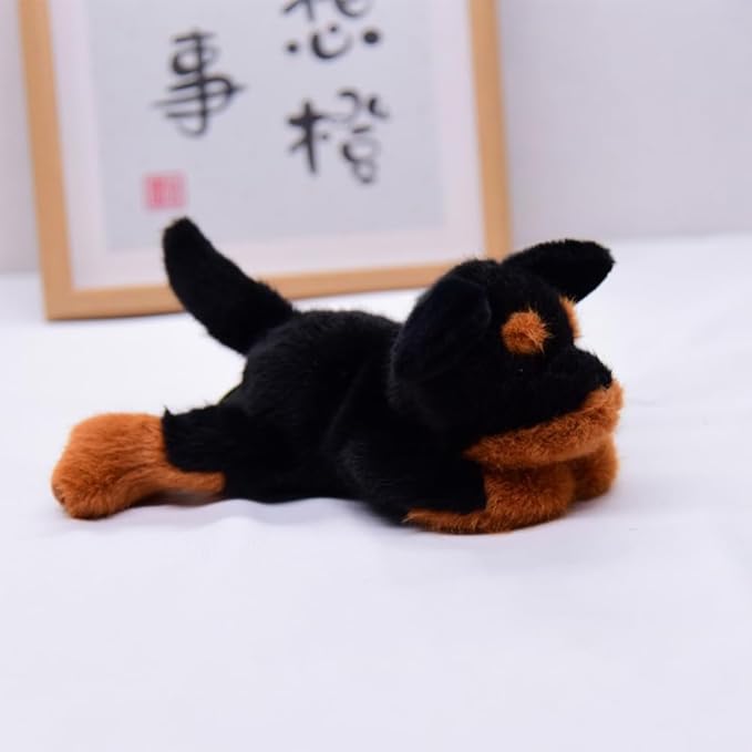 7.8 Inch Rottweiler Dog Stuffed Animals Plush,Cute Dog Weighted Stuffed Animal Soft Fluffy Puppy Plushies Toy Pillow Reward Gifts for Kids Boys Girls