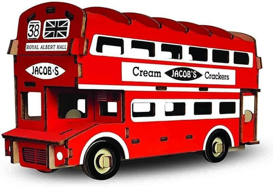 3D Adult and Children's Wooden Puzzle, 3D Puzzle, 3D Camping car Wooden, Puzzle Model, Manual Assembly, Hands-on Practice of Thinking, DIY Home Decoration, (Double-Decker Bus)