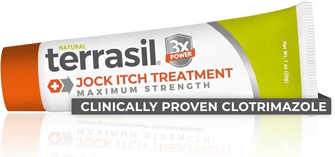 terrasil Jock Itch Cream Max, Clotrimazole 1% Antifungal, 1oz | Clinically Proven 1% Clotrimazole. Fast Relief of Jock Itch Rash, Burning & Itching for Men & Women. Soothing Formula