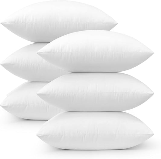MIULEE 18x18 Throw Pillows Inserts 6 Pack, Decorative Pillows for Couch Bed | 100% Virgin Filling, Full and Fluffy, Lumbar, Back and Neck Support