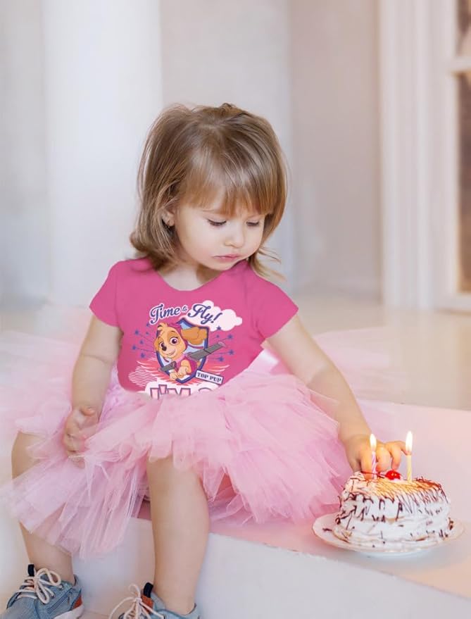 Paw Patrol Skye 2nd Birthday Girl Shirt for Toddlers - Time Flies I'm 2 Tee for Two-Year-Old Girls