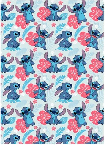 Disney Lilo & Stitch Flannel Throw Blanket, Pink Floral Stitch, 40x50 Inch