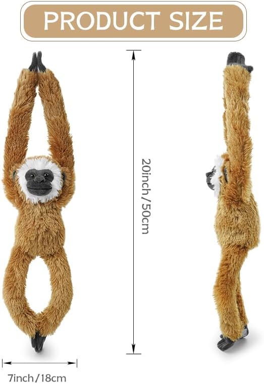 Stuffed Monkey Toys Hanging Stuffed Animal, Hooks and Stuffed Animals with Rings for Kids,Gifts for Boys and Girls Hanging 20inches(Brown)