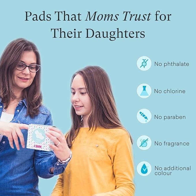 PurComfy Teens Period Pads with Wings for Tweens, Organic Cotton Sanitary Pads for Teen Girls 9-14, Mini Petite, 90 CT
