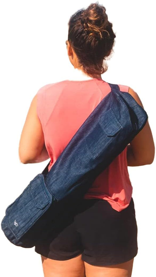 Open Road Goods Eco Friendly Yoga Mat Bag | Organic Yoga Bag For Extra Wide Mats | Yoga Mat Carrier for Men & Women: Full Zip, Adjustable Carry, Pockets, 100% Cotton Canvas