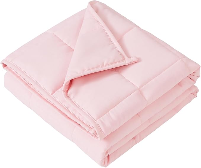 Weighted Blanket - 7 lbs Pink Heavy Blanket - Small Size Breathable Lap Blanket(41"x60", 7 lbs)