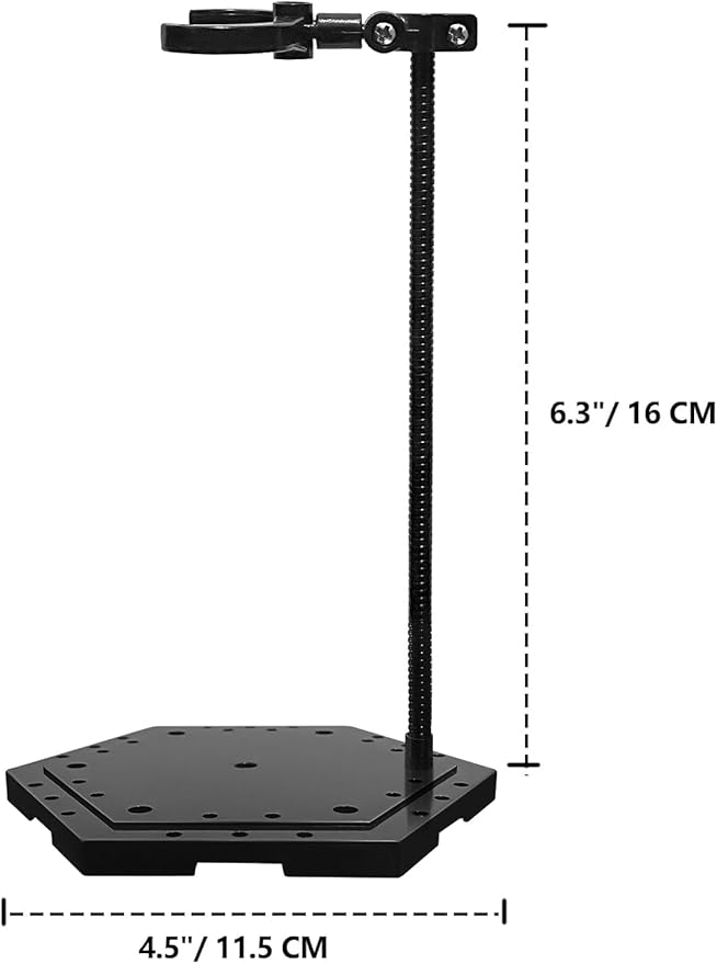 Action Figure Stand with Flexible Metal Arm,Action Figure Pose Display Holder Base,Flight Stands for Action Figures Compatible with HG RG SD SHF Gundam 1/144 Toy with Screwdriver (2Pcs Black)