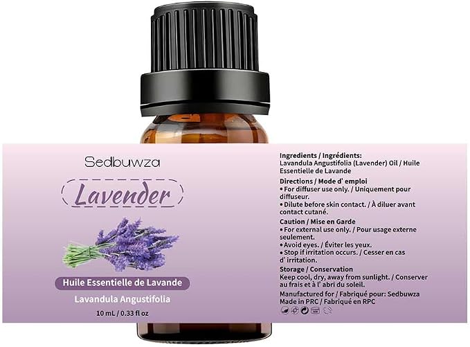 Sedbuwza Lavender Jasmine Essential Oil Set, Lavender Fragrance Oil Jasmine Scent Oil Set for Diffuser, Aromatherapy, Massage, Soap, Candle Making 2 x 10 ml