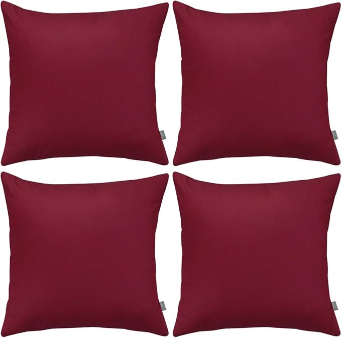 4-Pack 100% Cotton Comfortable Solid Decorative Throw Pillow Case,Thmyo Square Cushion Cover Pillowcase Sublimation Blank Pillow Covers DIY Throw Pillowcase for Sofa(16x16 inch/ 40x40cm,Wine red)
