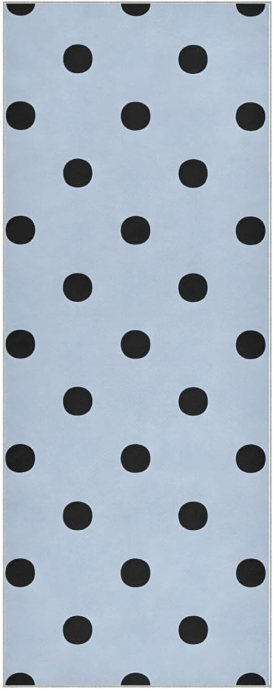 Blue Polka Dots Yoga Mat Towel, Sweat Absorbent Hot Yoga Towel with Non Slip Grip, Soft Yoga Blanket with Travel Bag for Workout, Gym, Pilates, Fitness - 73" x 27"
