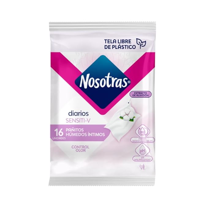 Nosotras Feminine Wash Set Intimate Soap Sensiti-V | Kit Jabon Intimo y Pañitos Humedos Sensiti-V Extracto de Algodon Colombia (6.76oz - 200ml)