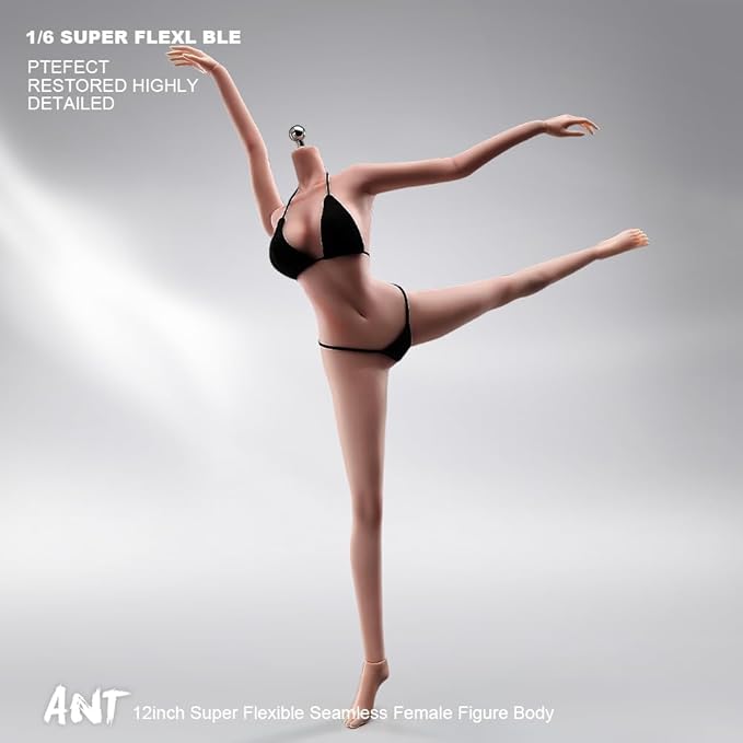 1/6 Scale Female Action Figure Body, 12 inches Seamless Flexible Action Figure Body Model with Detachable 5 Pairs Hand Gesture Shapes (Wheat Skin)