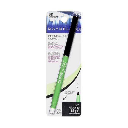 Maybelline Define-A-Line Eyeliner, Ebony Black [801], 1 ea (Pack of 2)