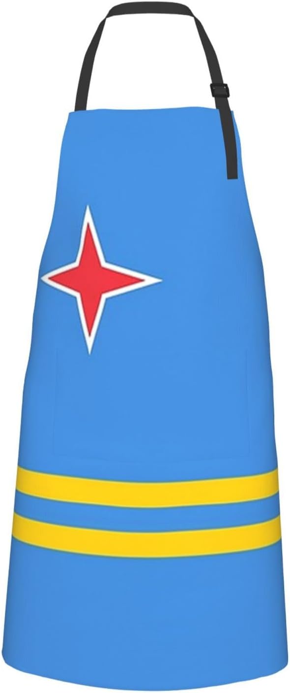 Cute Flag Kitchen Cooking Aprons for Women Men Adjustable Patriotic Flag Apron with 2 Pockets for Home Kitchen Garden